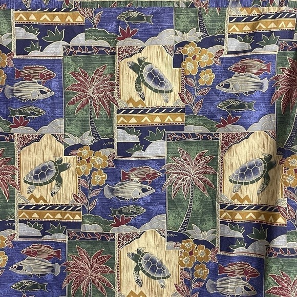 Tori Richard Men's size M Cotton Palm Tree Turtle Fish Print Button Down Shirt - Picture 5 of 5
